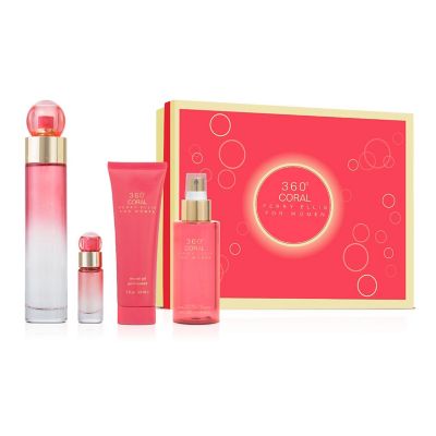 PERRY ELLIS ESTUCHE 360 CORAL MUJER 4PZS 100ML EDP + 7.5ML EDP + CREMA + DESODORANTE
