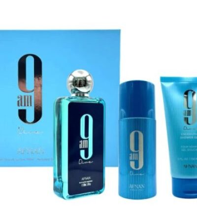 AFNAN ESTUCHE 9 AM DIVE UNISEX 3PZS 100ML EDP + GEL DE BAÑO + DESODORANTE