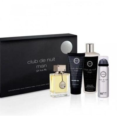 ESTUCHE ARMAF CLUB DE NUIT HOMBRE 4PZS 105ML EDP + SHAMPOO + GEL DE BAÑO + SPLASH
