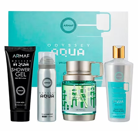 ESTUCHE ARMAF ODYSSEY AQUA UNISEX 4PZS 100ML EDP + SHAMPOO + GEL + SPLASH