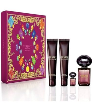 ESTUCHE VERSACE CRYSTAL NOIR MUJER 4PZS 90ML EDT + 5ML EDT + CREMA + GEL DE BAÑO