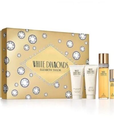 ELIZABETH TAYLOR ESTUCHE DIAMANTES BLANCOS MUJER 4PZS 100ML EDT + 10ML + CREMA + GEL DE BAÑO