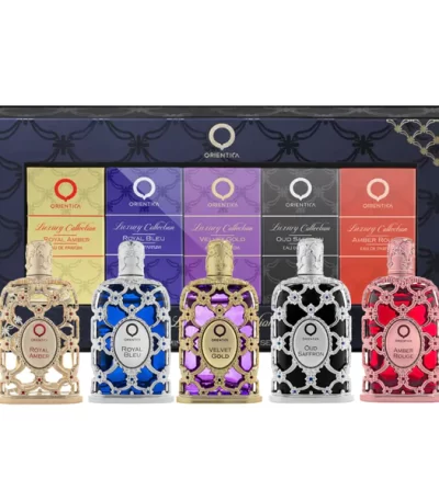 ORIENTICA ESTUCHE MINIS 5 ROYAL AMBER – ROYAL BLEU – VELVET GOLD – OUD SAFFRON – AMBER ROUGE