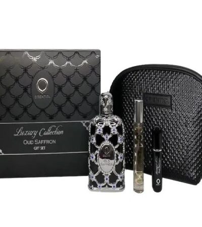 ORIENTICA ESTUCHE OUD SAFFRON UNISEX 4PZS 80ML EDP + 10ML EDP + ATOMIZADOR + COSMETIQUERA