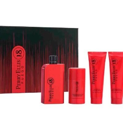 PERRY ELLIS ESTUCHE 18 FUEGO HOMBRE 4PZS 100ML EDT + DESODORANTE + GEL DE BAÑO + AFTER SHAVE