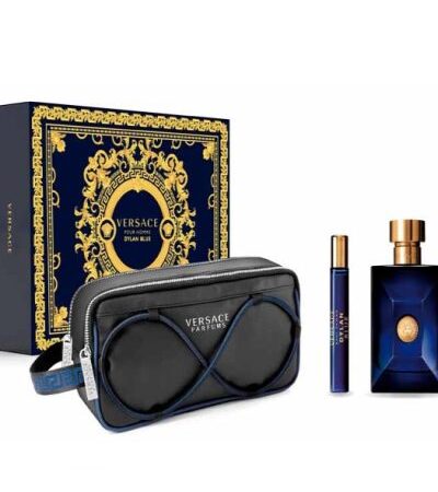VERSACE ESTUCHE DYLAN BLUE HOMBRE 3PZS 100ML EDT + 10ML EDT + MARICONERA