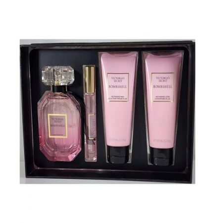 ESTUCHE VICTORIA S SECRET BOMBSHELL MUJER 4PZS EDP 100ML +7ML + CREMA + GEL BAÑO