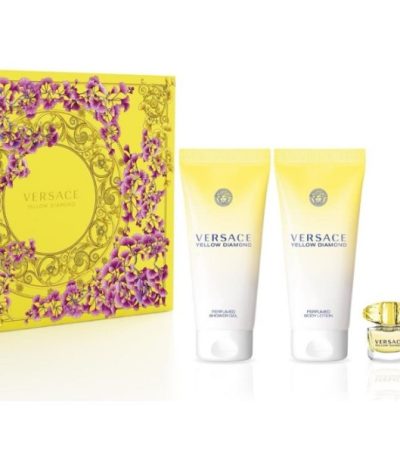VERSACE ESTUCHE YELLOW DIAMONDS MUJER 4PZS 90ML EDP + 5ML EDP + GEL DE BAÑO + CREMA