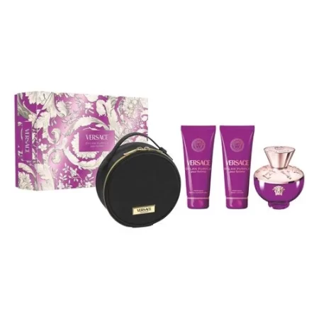 VERSACE ESTUCHE DYLAN PURPLE MUJER 4PZS 100ML EDP + CREMA + GEL DE BAÑO + COSMETIQUERA
