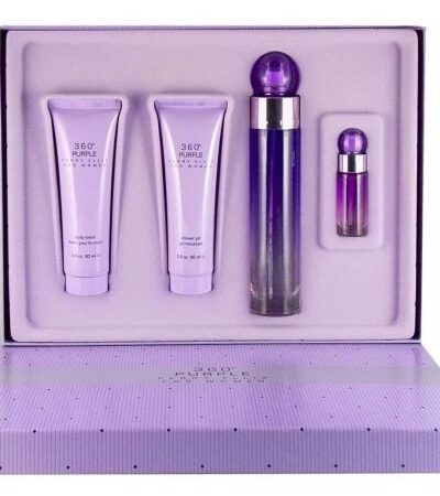 PERRY ELLIS ESTUCHE 360 PURPLE MUJER 4PZS 100ML EDP + 7.5ML EDP + CREMA + DESODORANTE