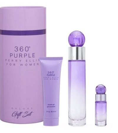PERRY ELLIS ESTUCHE 360 PURPLE CILINDRO MUJER 3PZS 100ML EDT + 7.5ML EDT + CREMA